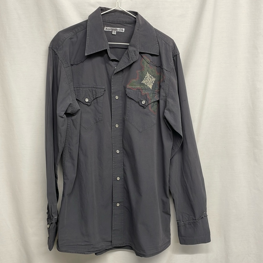 Manchester LTD Mens long sleeve button up Shirt size large